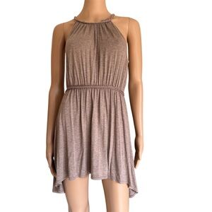 Max Studio Brown Sleeveless Elastic Waist Sleeveless Tunic Asymmetrical Top L